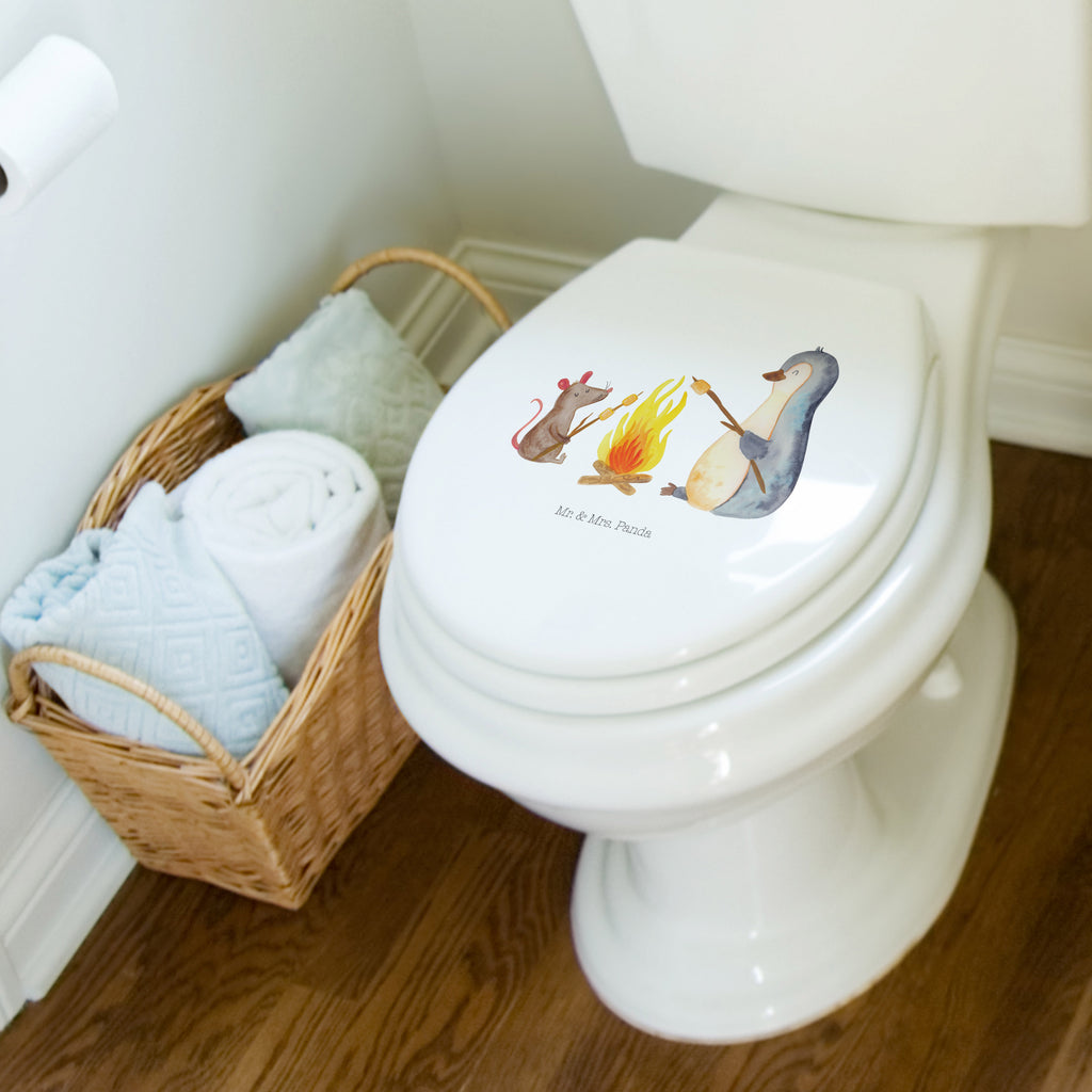 Motiv WC Sitz Pinguin Lagerfeuer Klobrille, Klodeckel, Toilettendeckel, WC-Sitz, Toilette, Pinguin, Maus, Pinguine, Lagerfeuer, Leben, Arbeit, Job, Motivation, Büro, Büroalltag, Lebensspruch, Lebensmotivation, Neustart, Liebe, grillen, Feuer, Marshmallows