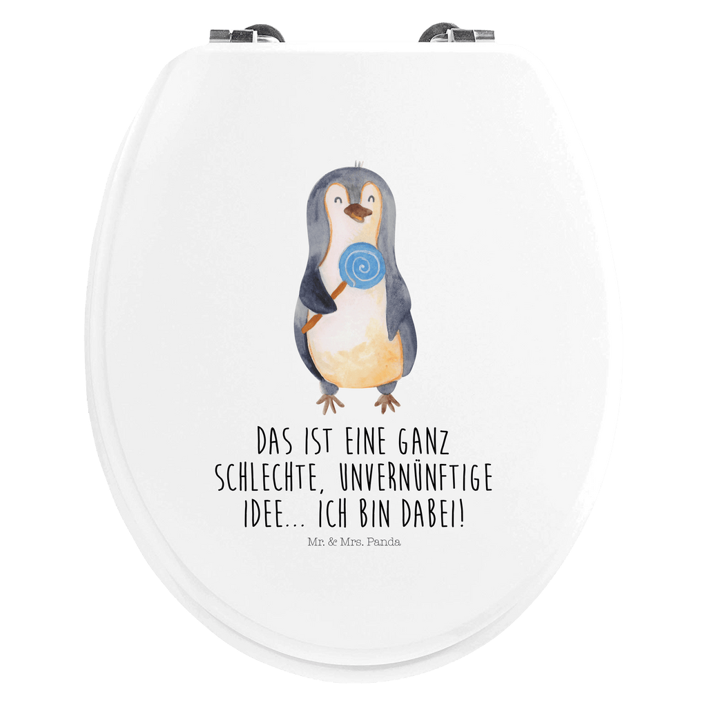 Motiv WC Sitz Pinguin Lolli Klobrille, Klodeckel, Toilettendeckel, WC-Sitz, Toilette, Pinguin, Pinguine, Lolli, Süßigkeiten, Blödsinn, Spruch, Rebell, Gauner, Ganove, Rabauke