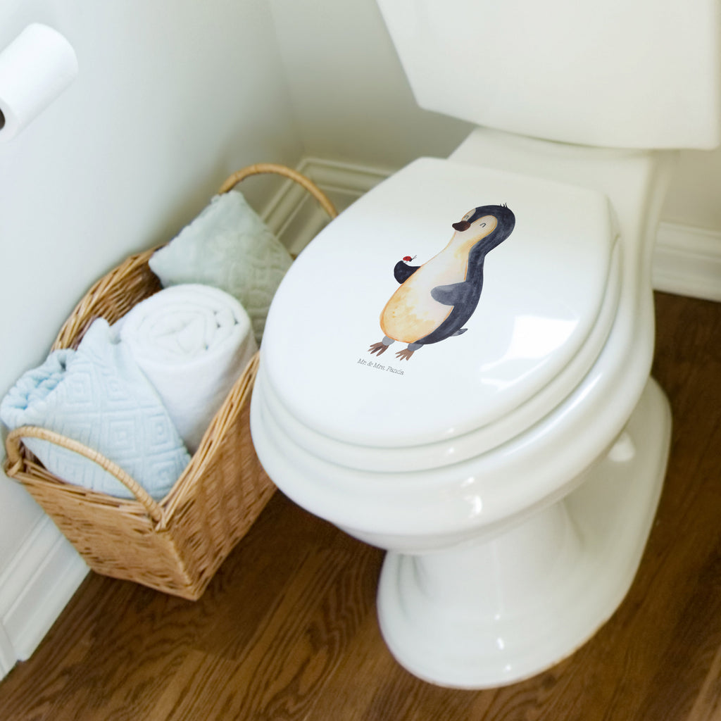 Motiv WC Sitz Pinguin Marienkäfer Klobrille, Klodeckel, Toilettendeckel, WC-Sitz, Toilette, Pinguin, Pinguine, Marienkäfer, Liebe, Wunder, Glück, Freude, Lebensfreude