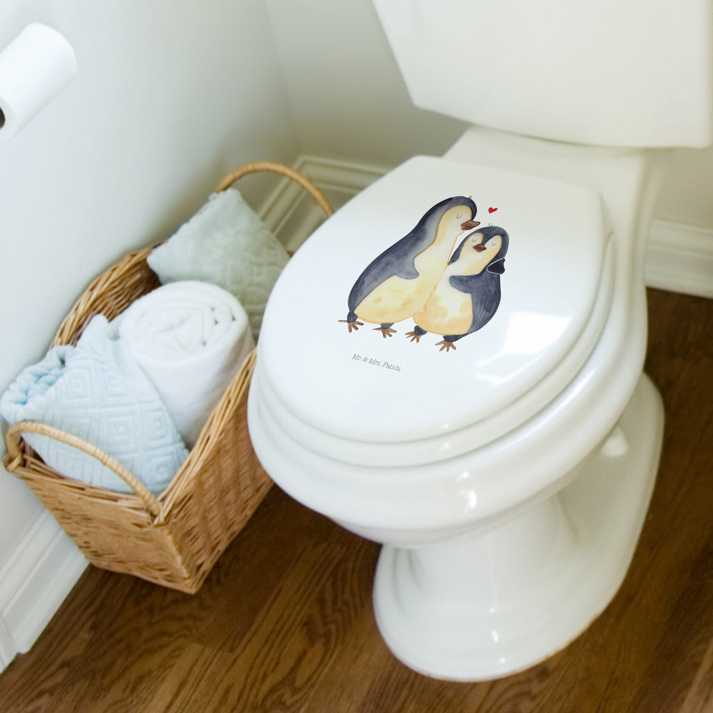 Motiv WC Sitz Pinguin umarmend Klobrille, Klodeckel, Toilettendeckel, WC-Sitz, Toilette, Pinguin, Liebe, Liebespaar, Liebesbeweis, Liebesgeschenk, Verlobung, Jahrestag, Hochzeitstag, Hochzeit, Hochzeitsgeschenk