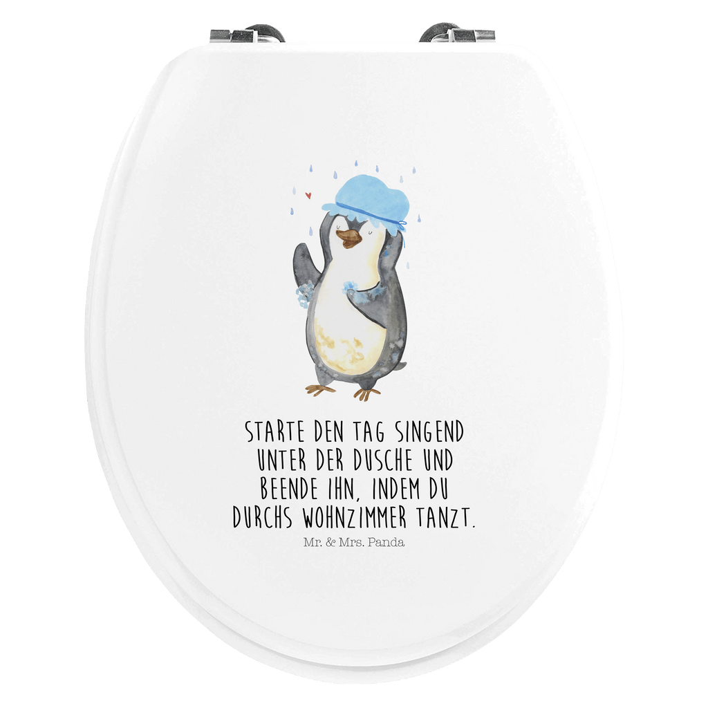 Motiv WC Sitz Pinguin duscht Klobrille, Klodeckel, Toilettendeckel, WC-Sitz, Toilette, Pinguin, Pinguine, Dusche, duschen, Lebensmotto, Motivation, Neustart, Neuanfang, glücklich sein
