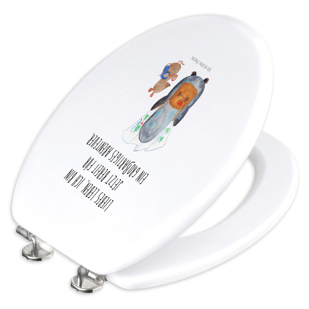 Motiv WC Sitz Pinguin & Maus Wanderer Klobrille, Klodeckel, Toilettendeckel, WC-Sitz, Toilette, Pinguin, Pinguine, Abenteurer, Abenteuer, Roadtrip, Ausflug, Wanderlust, wandern