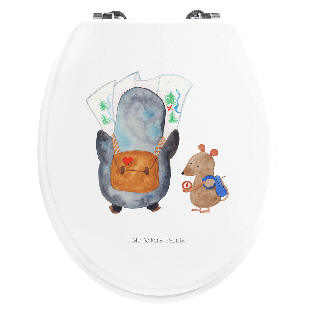 Motiv WC Sitz Pinguin & Maus Wanderer Klobrille, Klodeckel, Toilettendeckel, WC-Sitz, Toilette, Pinguin, Pinguine, Abenteurer, Abenteuer, Roadtrip, Ausflug, Wanderlust, wandern