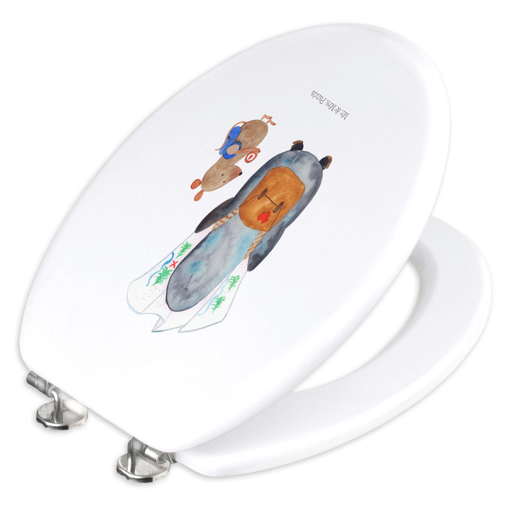 Motiv WC Sitz Pinguin & Maus Wanderer Klobrille, Klodeckel, Toilettendeckel, WC-Sitz, Toilette, Pinguin, Pinguine, Abenteurer, Abenteuer, Roadtrip, Ausflug, Wanderlust, wandern