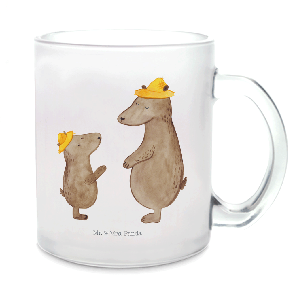 Teetasse Bären mit Hut Teetasse, Teeglas, Teebecher, Tasse mit Henkel, Tasse, Glas Teetasse, Teetasse aus Glas, Familie, Vatertag, Muttertag, Bruder, Schwester, Mama, Papa, Oma, Opa, Bär, Bären, Vater, Papi, Paps, Dad, Daddy, Lieblingsmensch, Sohn, Söhne, Kind, Kinder, Vater-Sohn, Family, Vorbild