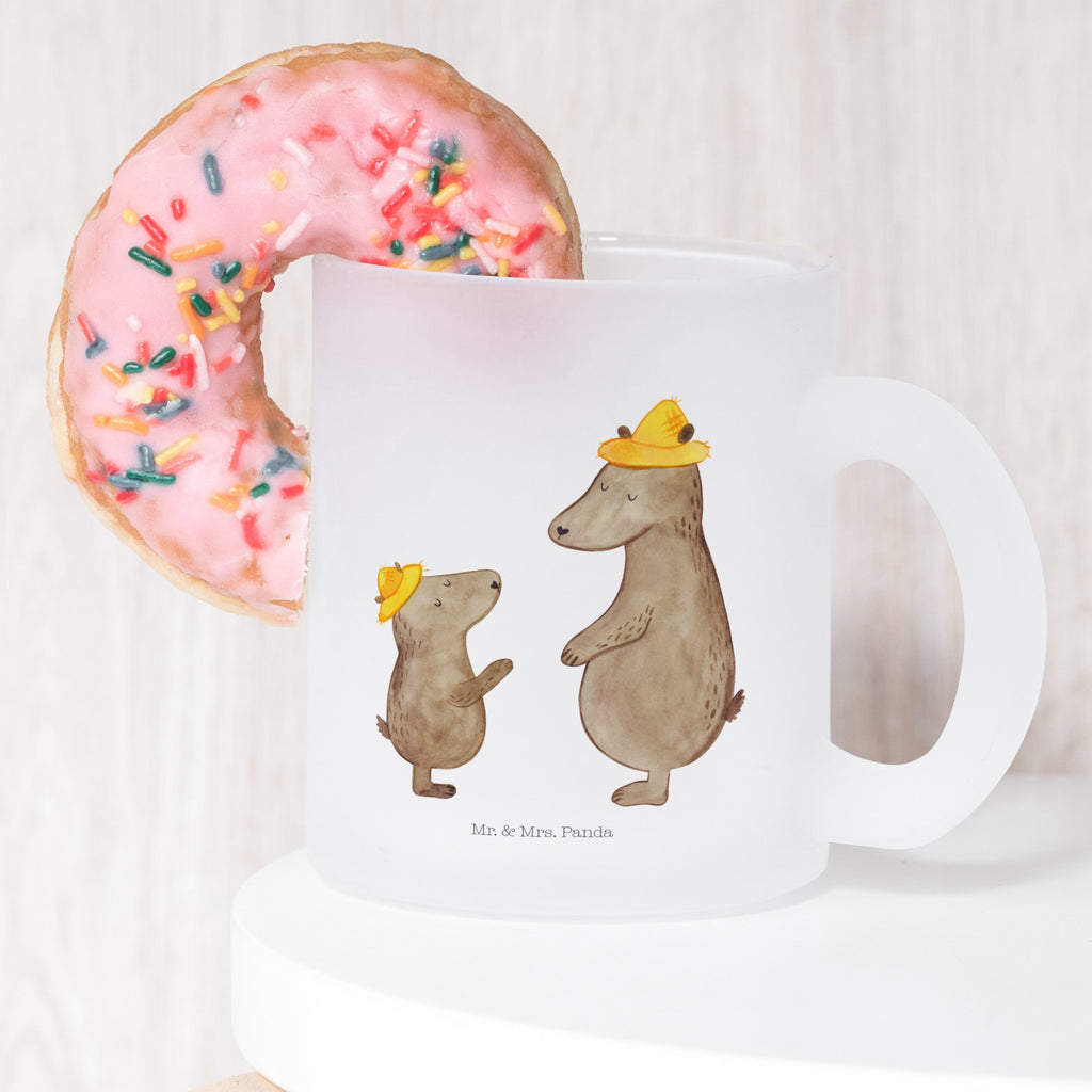 Teetasse Bären mit Hut Teetasse, Teeglas, Teebecher, Tasse mit Henkel, Tasse, Glas Teetasse, Teetasse aus Glas, Familie, Vatertag, Muttertag, Bruder, Schwester, Mama, Papa, Oma, Opa, Bär, Bären, Vater, Papi, Paps, Dad, Daddy, Lieblingsmensch, Sohn, Söhne, Kind, Kinder, Vater-Sohn, Family, Vorbild