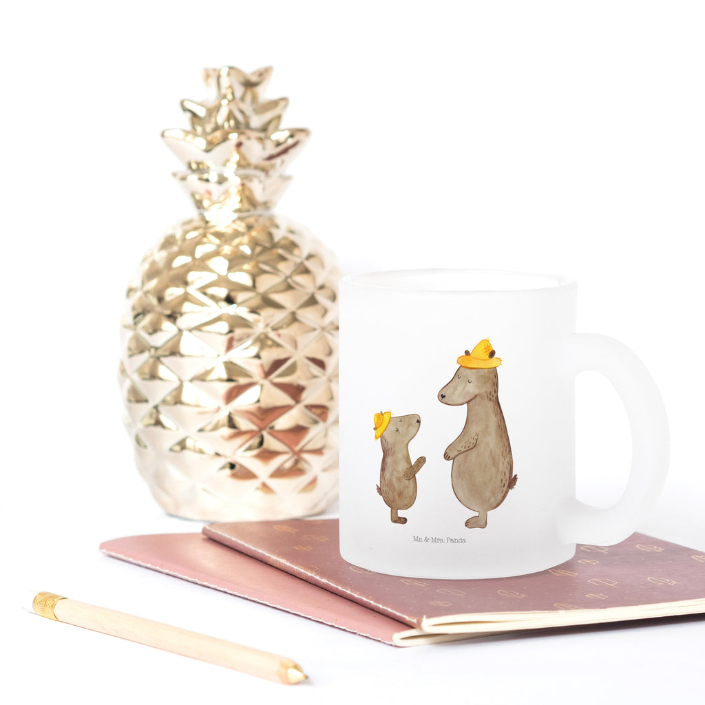 Teetasse Bären mit Hut Teetasse, Teeglas, Teebecher, Tasse mit Henkel, Tasse, Glas Teetasse, Teetasse aus Glas, Familie, Vatertag, Muttertag, Bruder, Schwester, Mama, Papa, Oma, Opa, Bär, Bären, Vater, Papi, Paps, Dad, Daddy, Lieblingsmensch, Sohn, Söhne, Kind, Kinder, Vater-Sohn, Family, Vorbild