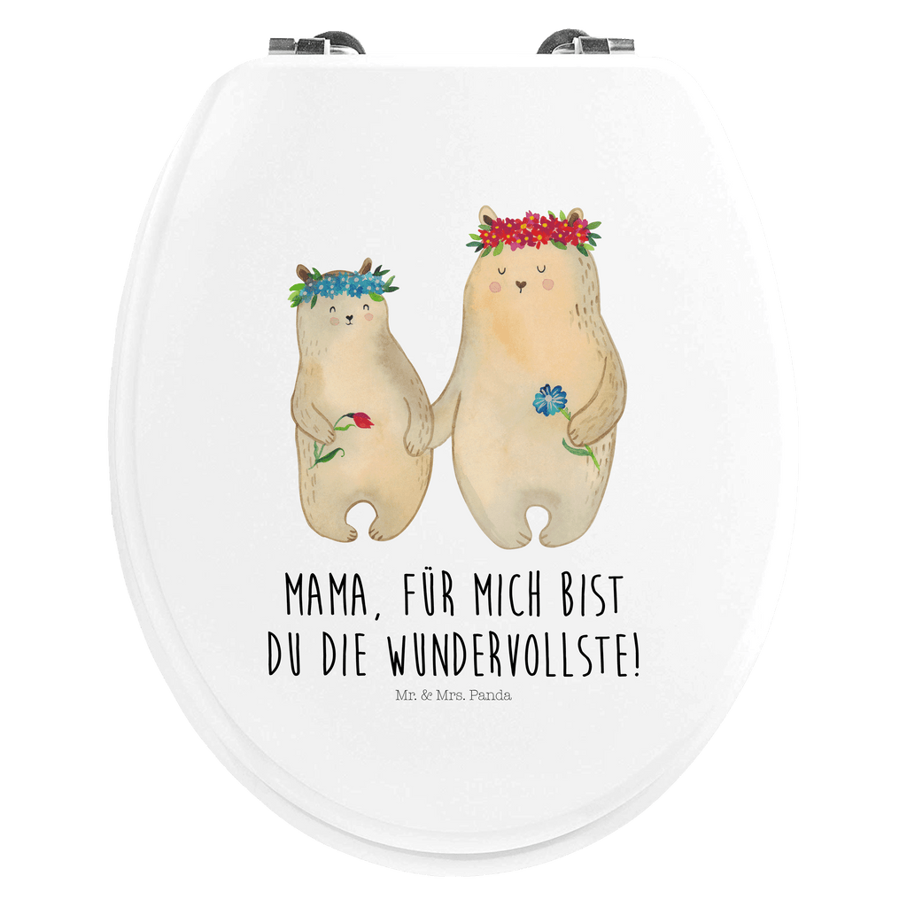 Motiv WC Sitz Bären mit Blumenkranz Klobrille, Klodeckel, Toilettendeckel, WC-Sitz, Toilette, Familie, Vatertag, Muttertag, Bruder, Schwester, Mama, Papa, Oma, Opa, Bär, Bären, Mutter, Mutti, Mami, Lieblingsmensch, Lieblingsmama, beste Mutter, weltbeste Mama, Geschenk Mama. Muttertag, Tochter, Kind, Kinder, Töchter, Family, Vorbild