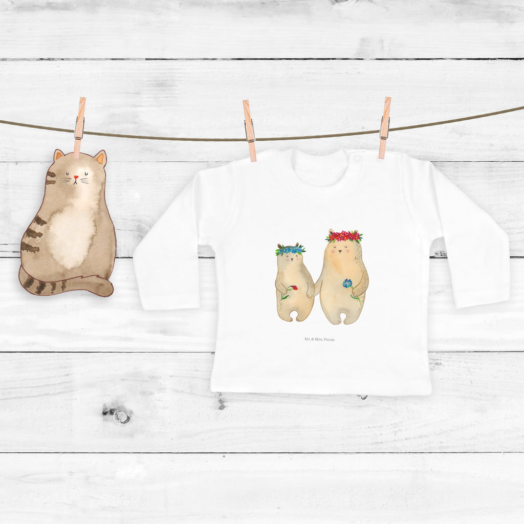 12-18 Monate Baby Longsleeve Bären mit Blumenkranz Mädchen, Jungen, Baby, Langarm, Bio, Kleidung, Familie, Vatertag, Muttertag, Bruder, Schwester, Mama, Papa, Oma, Opa, Bär, Bären, Mutter, Mutti, Mami, Lieblingsmensch, Lieblingsmama, beste Mutter, weltbeste Mama, Geschenk Mama. Muttertag, Tochter, Kind, Kinder, Töchter, Family, Vorbild
