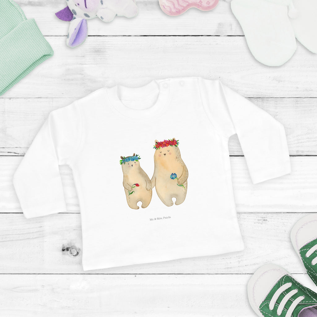 12-18 Monate Baby Longsleeve Bären mit Blumenkranz Mädchen, Jungen, Baby, Langarm, Bio, Kleidung, Familie, Vatertag, Muttertag, Bruder, Schwester, Mama, Papa, Oma, Opa, Bär, Bären, Mutter, Mutti, Mami, Lieblingsmensch, Lieblingsmama, beste Mutter, weltbeste Mama, Geschenk Mama. Muttertag, Tochter, Kind, Kinder, Töchter, Family, Vorbild