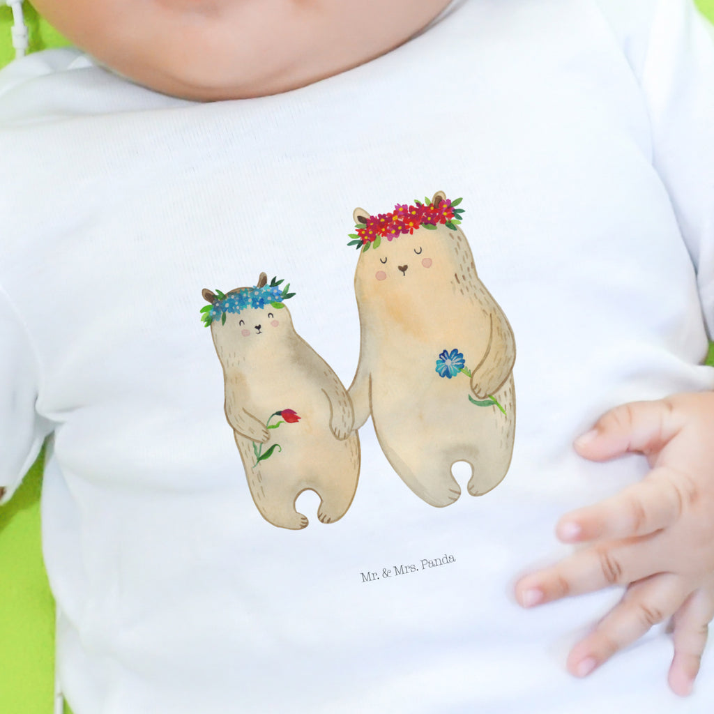 12-18 Monate Baby Longsleeve Bären mit Blumenkranz Mädchen, Jungen, Baby, Langarm, Bio, Kleidung, Familie, Vatertag, Muttertag, Bruder, Schwester, Mama, Papa, Oma, Opa, Bär, Bären, Mutter, Mutti, Mami, Lieblingsmensch, Lieblingsmama, beste Mutter, weltbeste Mama, Geschenk Mama. Muttertag, Tochter, Kind, Kinder, Töchter, Family, Vorbild