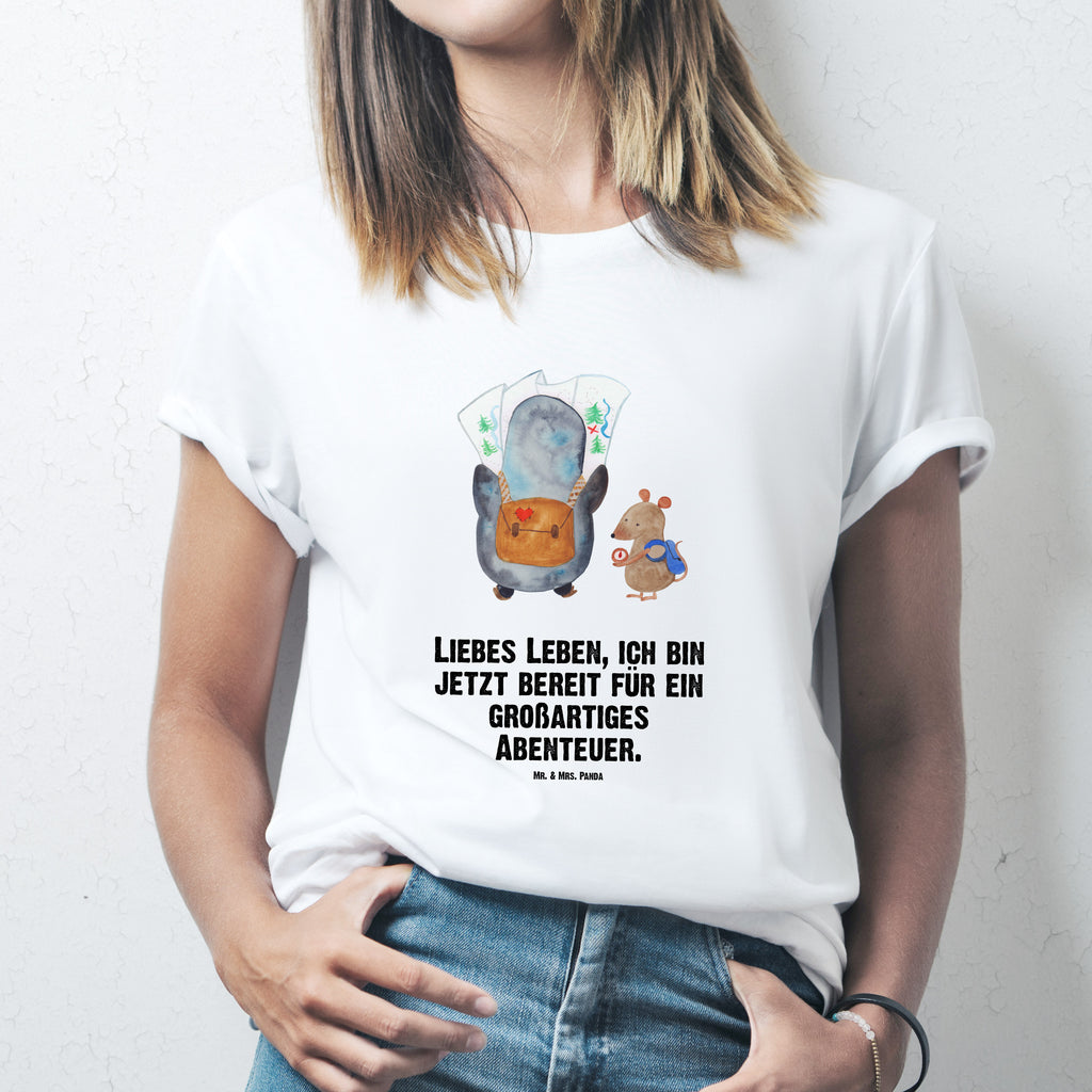 Größe M T-Shirt Pinguin & Maus Wanderer T-Shirt, Shirt, Tshirt, Lustiges T-Shirt, T-Shirt mit Spruch, Party, Junggesellenabschied, Jubiläum, Geburstag, Herrn, Damen, Männer, Frauen, Schlafshirt, Nachthemd, Sprüche, Pinguin, Pinguine, Abenteurer, Abenteuer, Roadtrip, Ausflug, Wanderlust, wandern