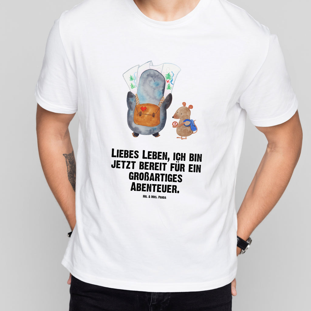 Größe M T-Shirt Pinguin & Maus Wanderer T-Shirt, Shirt, Tshirt, Lustiges T-Shirt, T-Shirt mit Spruch, Party, Junggesellenabschied, Jubiläum, Geburstag, Herrn, Damen, Männer, Frauen, Schlafshirt, Nachthemd, Sprüche, Pinguin, Pinguine, Abenteurer, Abenteuer, Roadtrip, Ausflug, Wanderlust, wandern