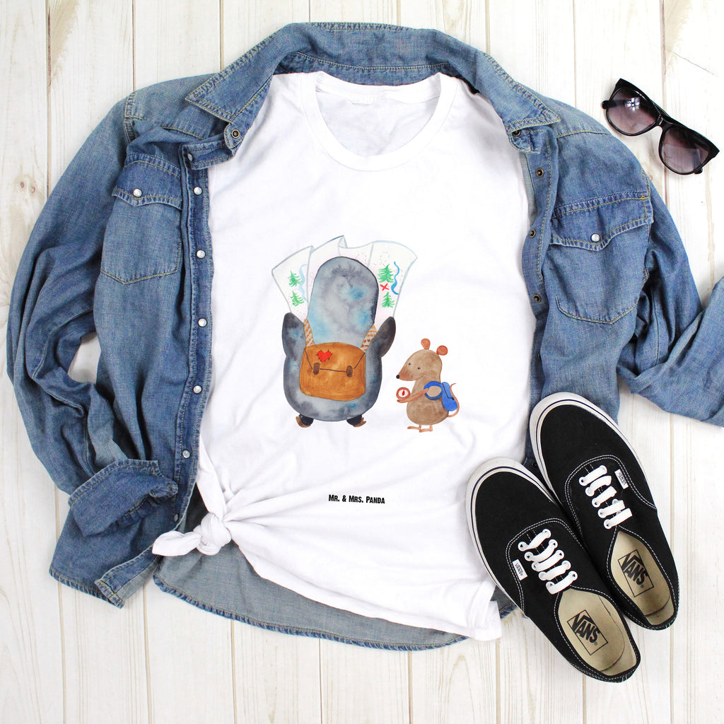 Größe M T-Shirt Pinguin & Maus Wanderer T-Shirt, Shirt, Tshirt, Lustiges T-Shirt, T-Shirt mit Spruch, Party, Junggesellenabschied, Jubiläum, Geburstag, Herrn, Damen, Männer, Frauen, Schlafshirt, Nachthemd, Sprüche, Pinguin, Pinguine, Abenteurer, Abenteuer, Roadtrip, Ausflug, Wanderlust, wandern