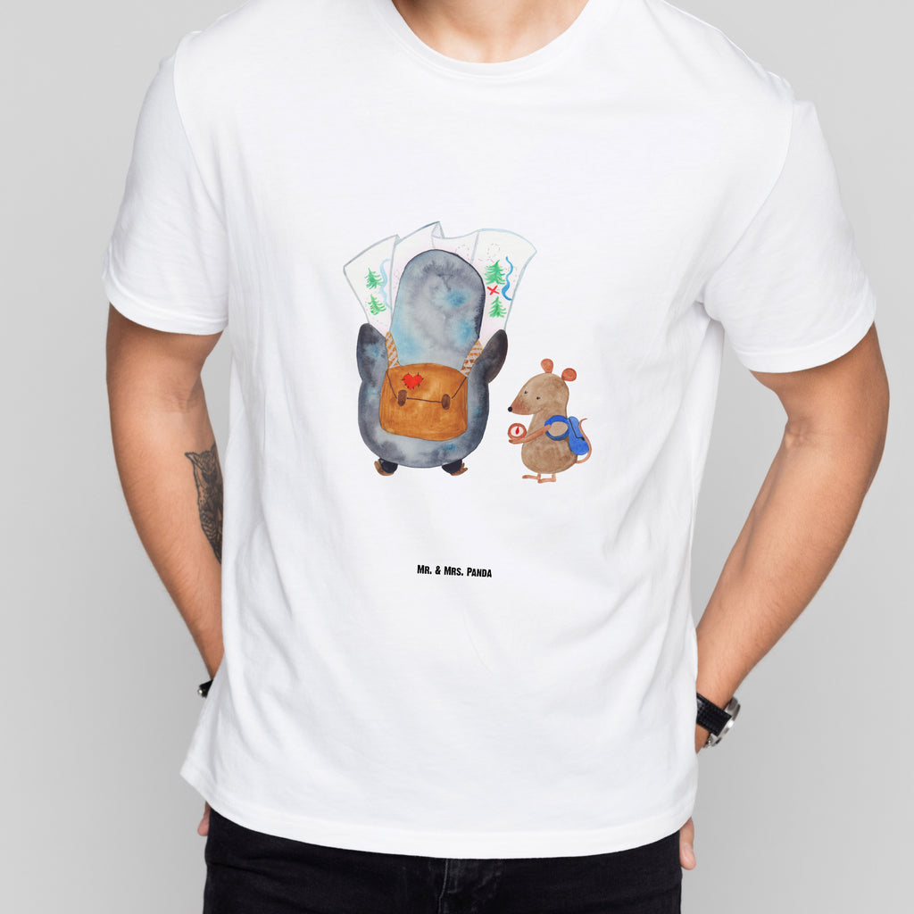 Größe M T-Shirt Pinguin & Maus Wanderer T-Shirt, Shirt, Tshirt, Lustiges T-Shirt, T-Shirt mit Spruch, Party, Junggesellenabschied, Jubiläum, Geburstag, Herrn, Damen, Männer, Frauen, Schlafshirt, Nachthemd, Sprüche, Pinguin, Pinguine, Abenteurer, Abenteuer, Roadtrip, Ausflug, Wanderlust, wandern