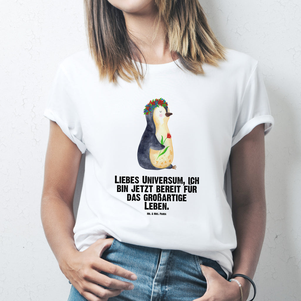 Größe XL T-Shirt Pinguin Blumenkranz T-Shirt, Shirt, Tshirt, Lustiges T-Shirt, T-Shirt mit Spruch, Party, Junggesellenabschied, Jubiläum, Geburstag, Herrn, Damen, Männer, Frauen, Schlafshirt, Nachthemd, Sprüche, Pinguin, Pinguine, Blumenkranz, Universum, Leben, Wünsche, Ziele, Lebensziele, Motivation, Lebenslust, Liebeskummer, Geschenkidee