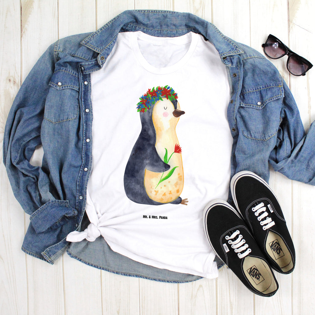 Größe XL T-Shirt Pinguin Blumenkranz T-Shirt, Shirt, Tshirt, Lustiges T-Shirt, T-Shirt mit Spruch, Party, Junggesellenabschied, Jubiläum, Geburstag, Herrn, Damen, Männer, Frauen, Schlafshirt, Nachthemd, Sprüche, Pinguin, Pinguine, Blumenkranz, Universum, Leben, Wünsche, Ziele, Lebensziele, Motivation, Lebenslust, Liebeskummer, Geschenkidee