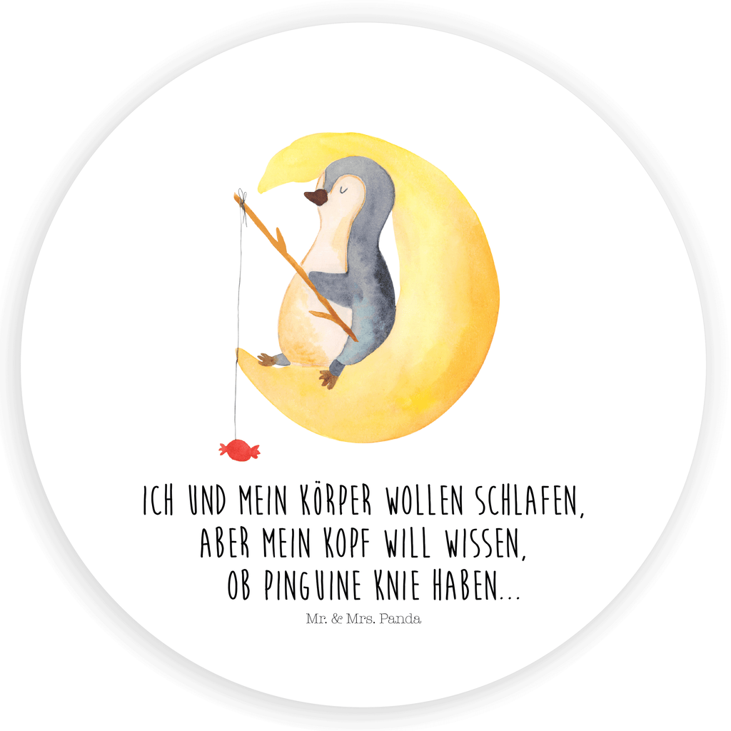 80mm Rund Aufkleber Pinguin Mond Sticker, Aufkleber, Etikett, Pinguin, Pinguine, Spruch, schlafen, Nachtruhe, Einschlafen, Schlafzimmer, Schlafstörungen, Gästezimmer