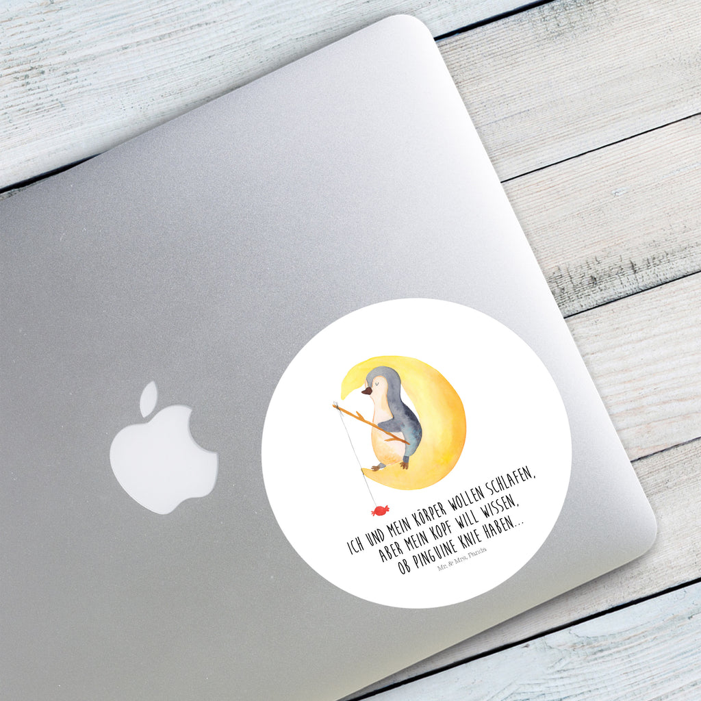 80mm Rund Aufkleber Pinguin Mond Sticker, Aufkleber, Etikett, Pinguin, Pinguine, Spruch, schlafen, Nachtruhe, Einschlafen, Schlafzimmer, Schlafstörungen, Gästezimmer