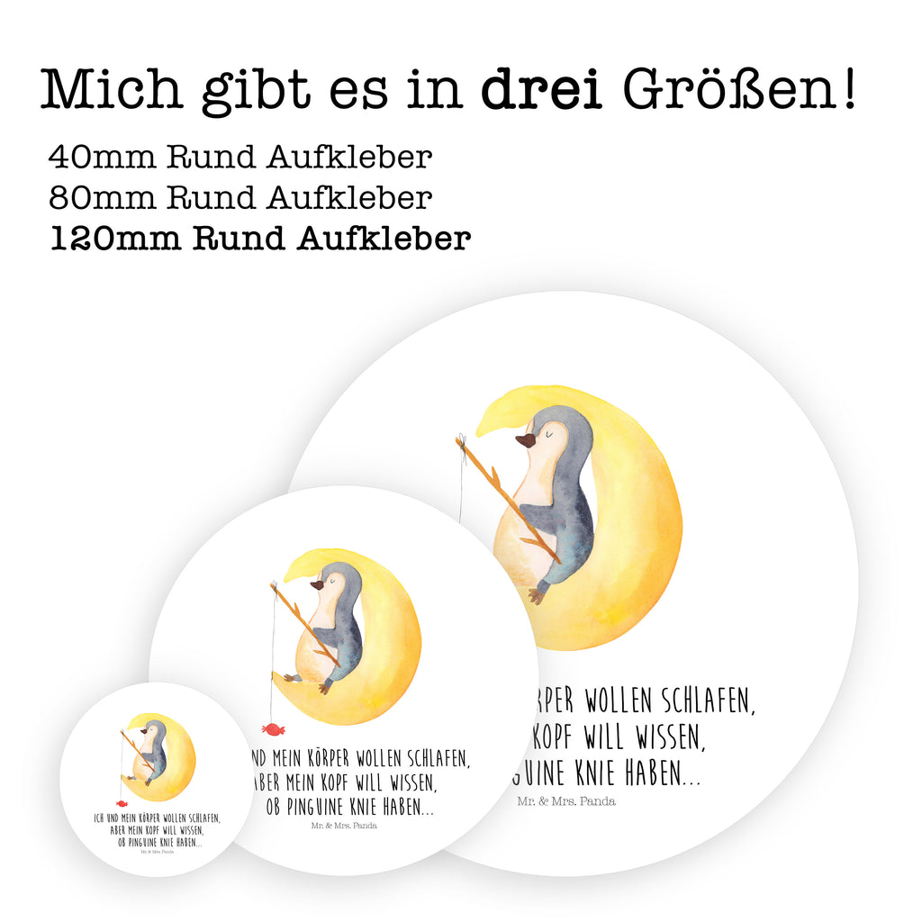 80mm Rund Aufkleber Pinguin Mond Sticker, Aufkleber, Etikett, Pinguin, Pinguine, Spruch, schlafen, Nachtruhe, Einschlafen, Schlafzimmer, Schlafstörungen, Gästezimmer