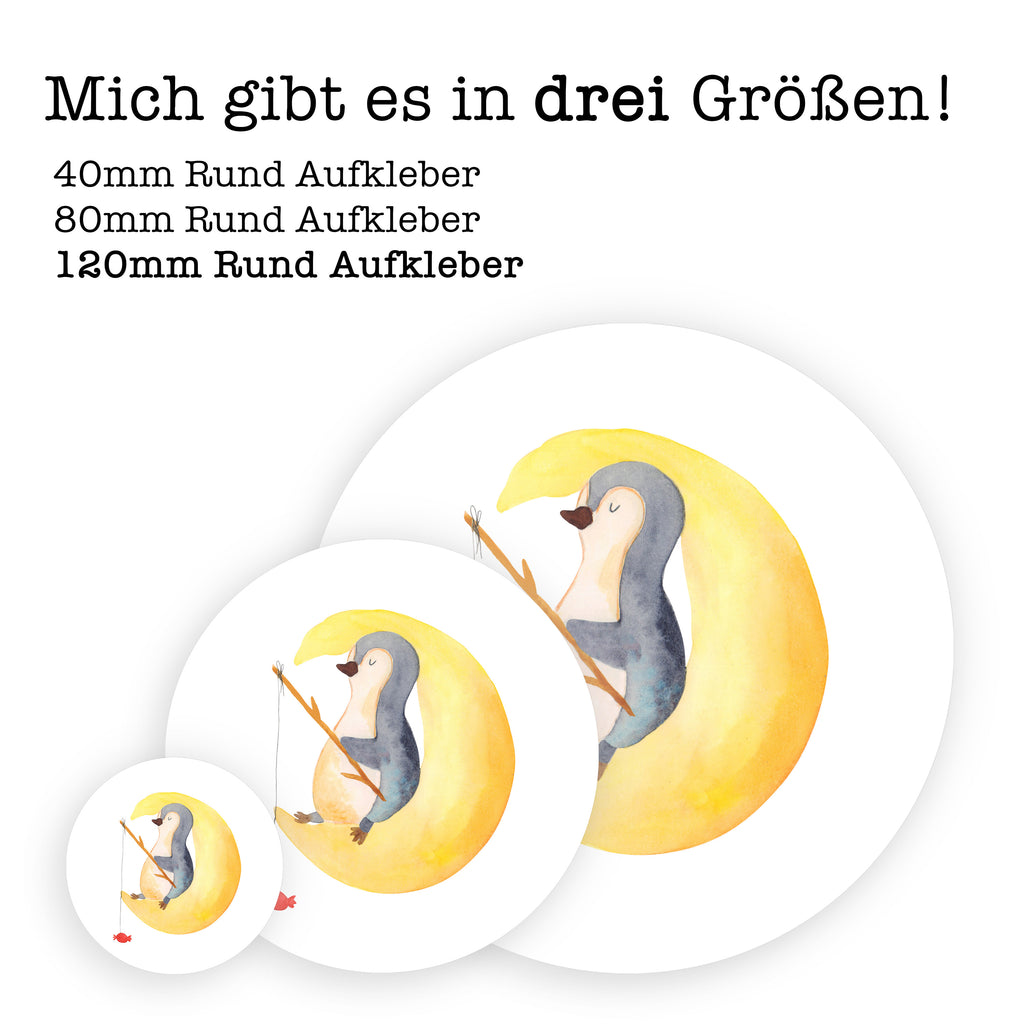 80mm Rund Aufkleber Pinguin Mond Sticker, Aufkleber, Etikett, Pinguin, Pinguine, Spruch, schlafen, Nachtruhe, Einschlafen, Schlafzimmer, Schlafstörungen, Gästezimmer