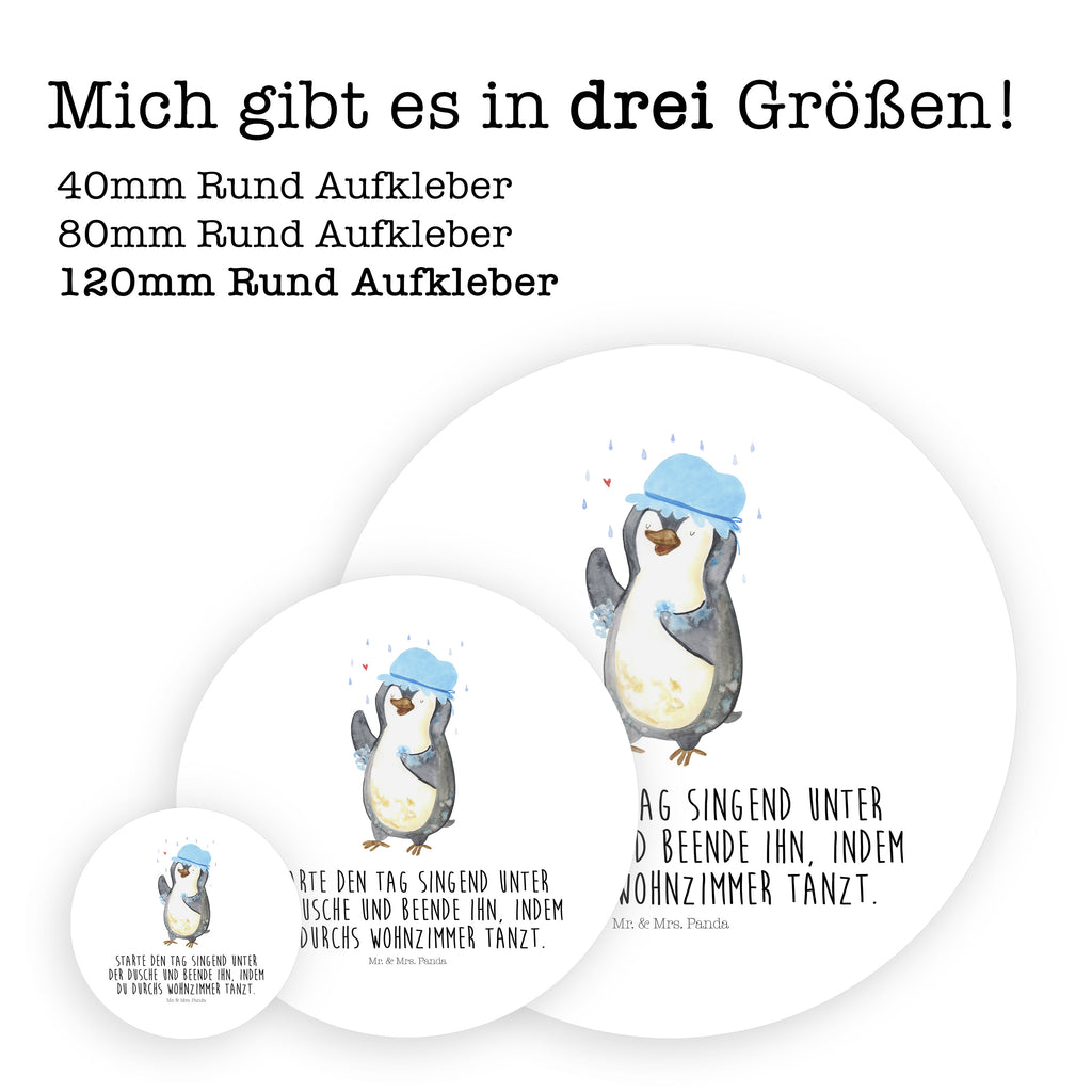 120mm Rund Aufkleber Pinguin duscht