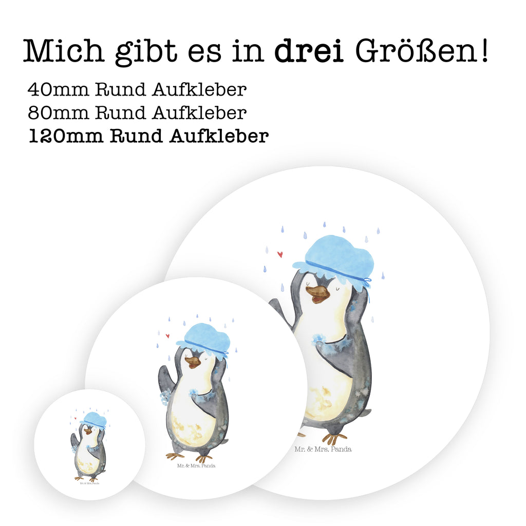 120mm Rund Aufkleber Pinguin duscht