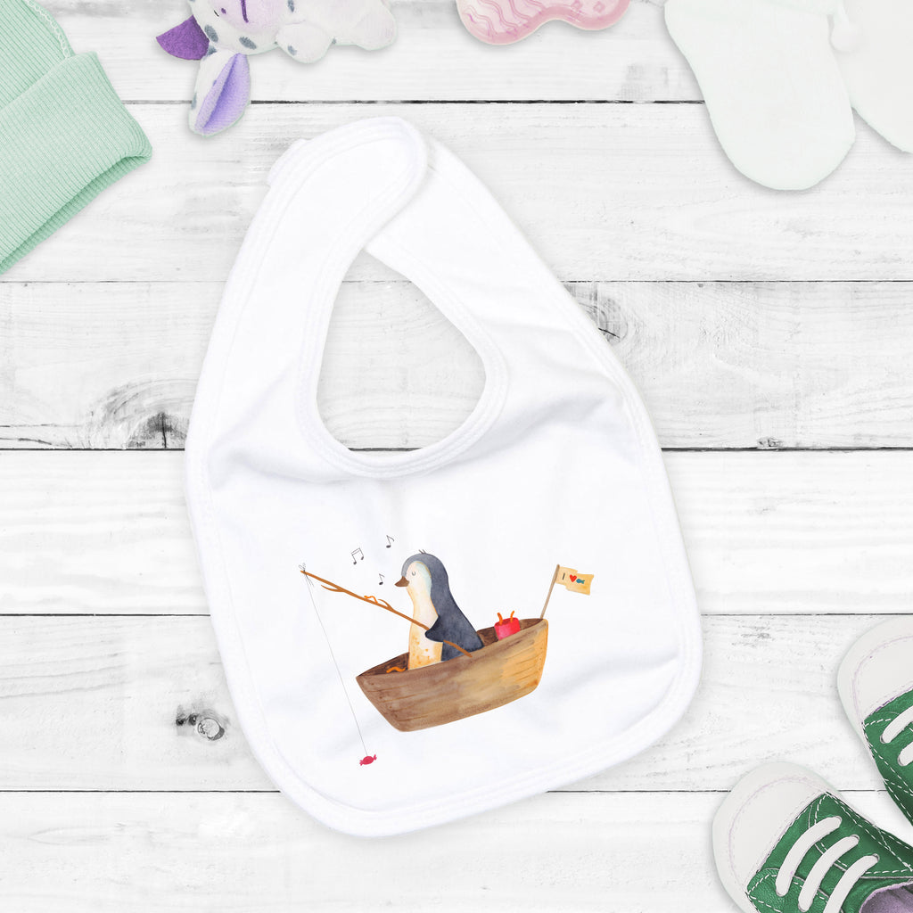 Organic Babylätzchen Pinguin Angelboot Baby, Lätzchen, Spucktuch, Sabberlätzchen, Klettlätzchen, Babygeschenk, Baby Lätzchen, Geschenk für Geburt, Geschenk zur Geburt, Baby Spucktuch, Babyausstattung, Geschenkidee für Babyparty, Pinguin, Pinguine, Angeln, Boot, Angelboot, Lebenslust, Leben, genießen, Motivation, Neustart, Neuanfang, Trennung, Scheidung, Geschenkidee Liebeskummer