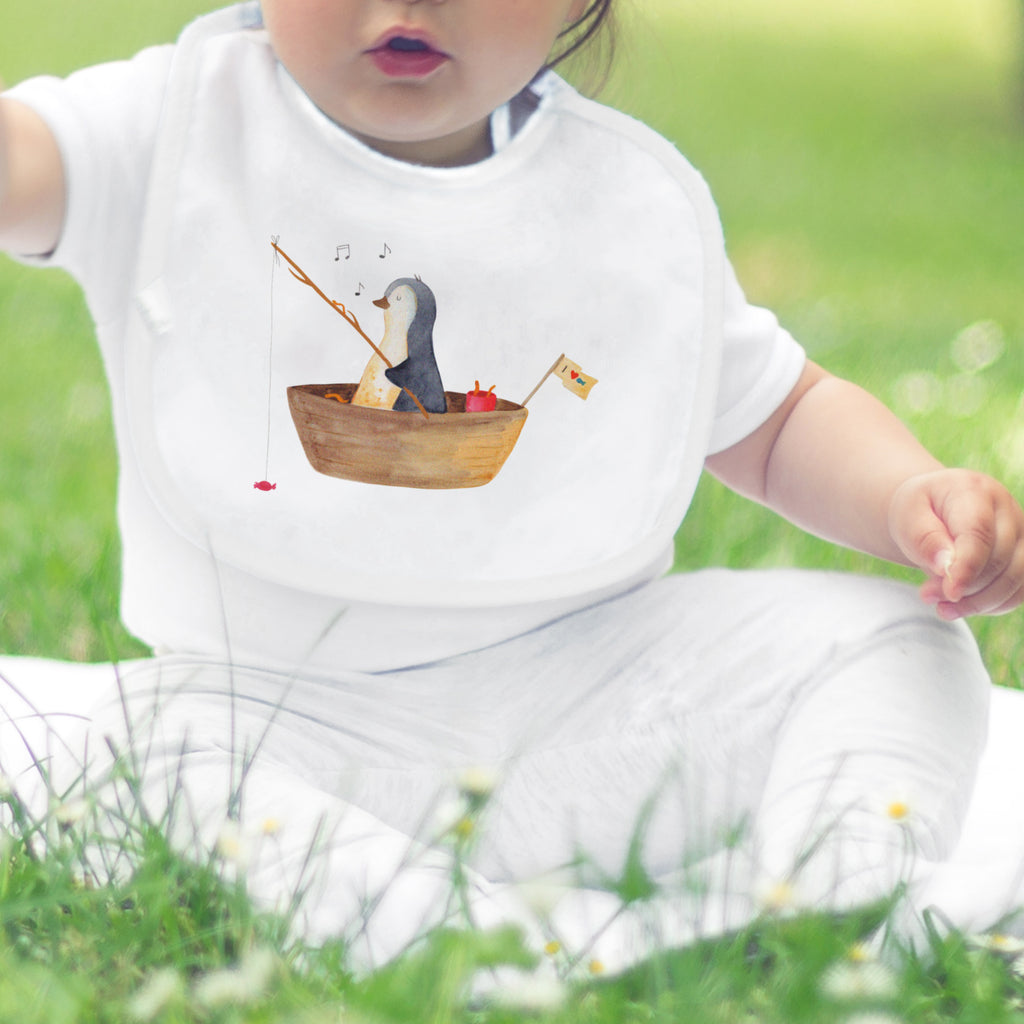 Organic Babylätzchen Pinguin Angelboot Baby, Lätzchen, Spucktuch, Sabberlätzchen, Klettlätzchen, Babygeschenk, Baby Lätzchen, Geschenk für Geburt, Geschenk zur Geburt, Baby Spucktuch, Babyausstattung, Geschenkidee für Babyparty, Pinguin, Pinguine, Angeln, Boot, Angelboot, Lebenslust, Leben, genießen, Motivation, Neustart, Neuanfang, Trennung, Scheidung, Geschenkidee Liebeskummer