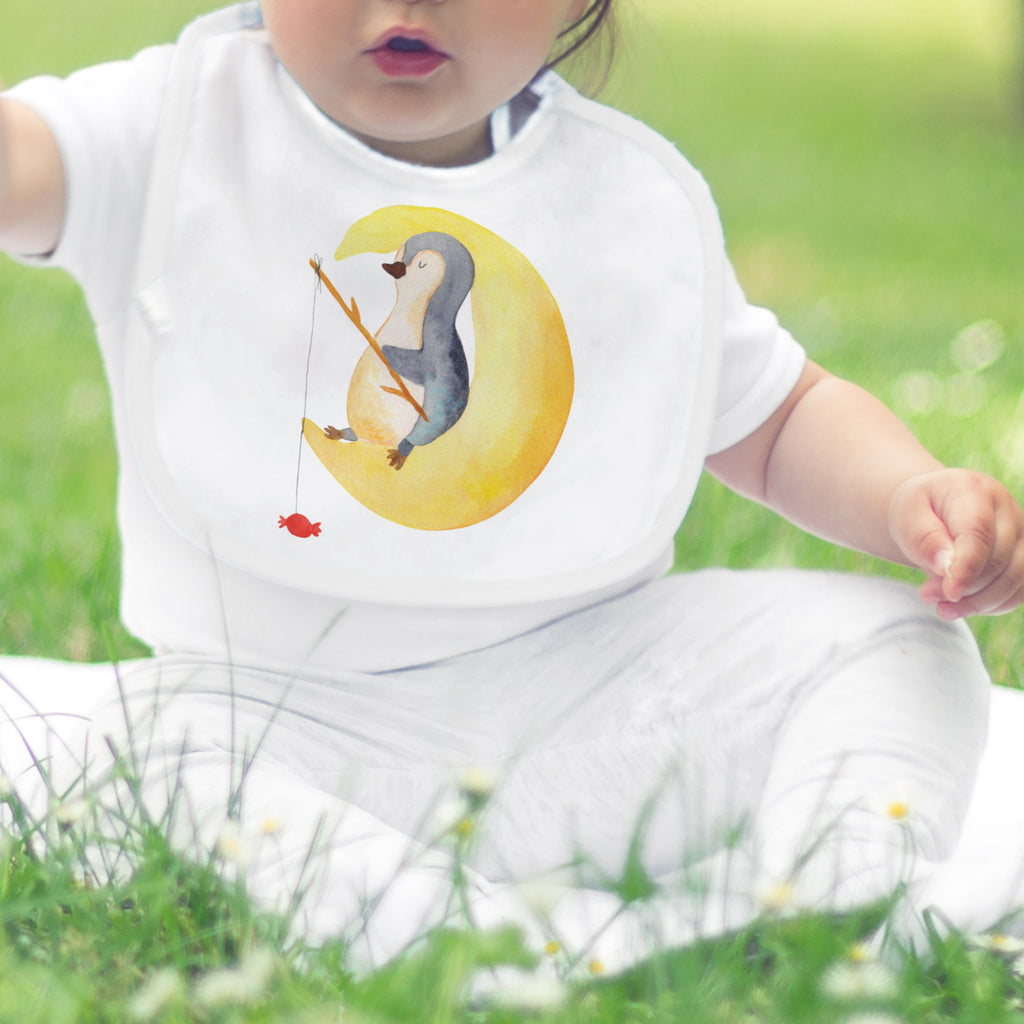 Organic Babylätzchen Pinguin Mond Baby, Lätzchen, Spucktuch, Sabberlätzchen, Klettlätzchen, Babygeschenk, Baby Lätzchen, Geschenk für Geburt, Geschenk zur Geburt, Baby Spucktuch, Babyausstattung, Geschenkidee für Babyparty, Pinguin, Pinguine, Spruch, schlafen, Nachtruhe, Einschlafen, Schlafzimmer, Schlafstörungen, Gästezimmer