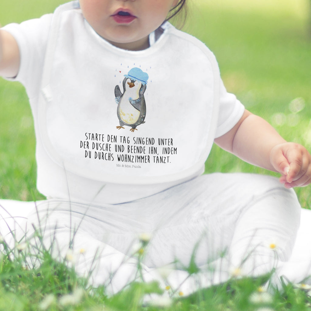 Organic Babylätzchen Pinguin duscht Baby, Lätzchen, Spucktuch, Sabberlätzchen, Klettlätzchen, Babygeschenk, Baby Lätzchen, Geschenk für Geburt, Geschenk zur Geburt, Baby Spucktuch, Babyausstattung, Geschenkidee für Babyparty, Pinguin, Pinguine, Dusche, duschen, Lebensmotto, Motivation, Neustart, Neuanfang, glücklich sein