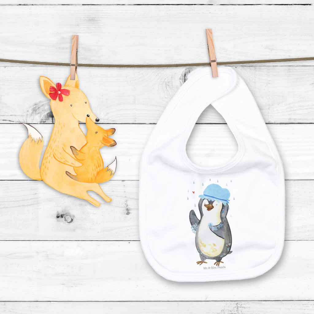 Organic Babylätzchen Pinguin duscht Baby, Lätzchen, Spucktuch, Sabberlätzchen, Klettlätzchen, Babygeschenk, Baby Lätzchen, Geschenk für Geburt, Geschenk zur Geburt, Baby Spucktuch, Babyausstattung, Geschenkidee für Babyparty, Pinguin, Pinguine, Dusche, duschen, Lebensmotto, Motivation, Neustart, Neuanfang, glücklich sein