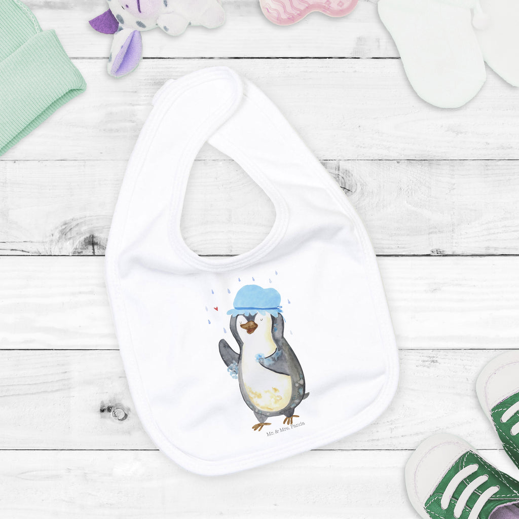 Organic Babylätzchen Pinguin duscht Baby, Lätzchen, Spucktuch, Sabberlätzchen, Klettlätzchen, Babygeschenk, Baby Lätzchen, Geschenk für Geburt, Geschenk zur Geburt, Baby Spucktuch, Babyausstattung, Geschenkidee für Babyparty, Pinguin, Pinguine, Dusche, duschen, Lebensmotto, Motivation, Neustart, Neuanfang, glücklich sein