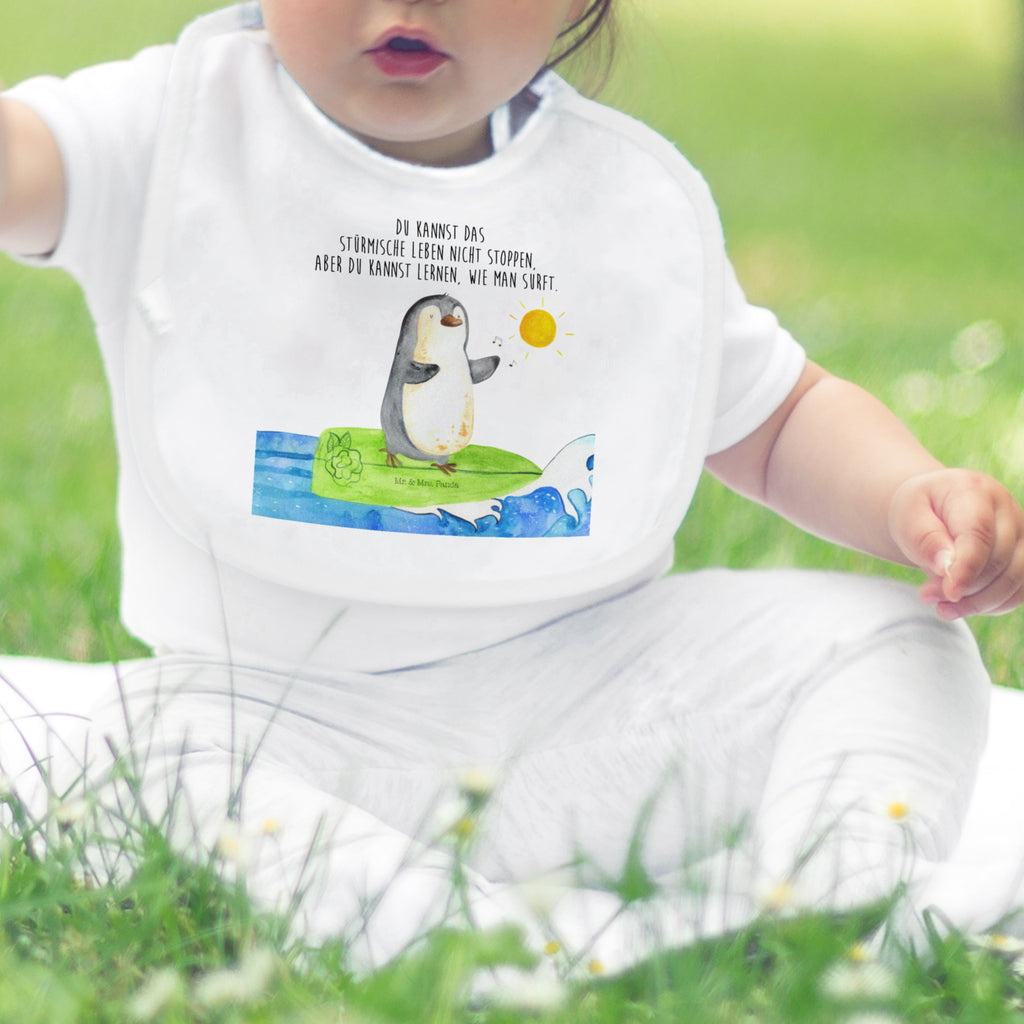 Organic Babylätzchen Pinguin Surfer Baby, Lätzchen, Spucktuch, Sabberlätzchen, Klettlätzchen, Babygeschenk, Baby Lätzchen, Geschenk für Geburt, Geschenk zur Geburt, Baby Spucktuch, Babyausstattung, Geschenkidee für Babyparty, Pinguin, Pinguine, surfen, Surfer, Hawaii, Urlaub, Wellen, Wellen reiten, Portugal