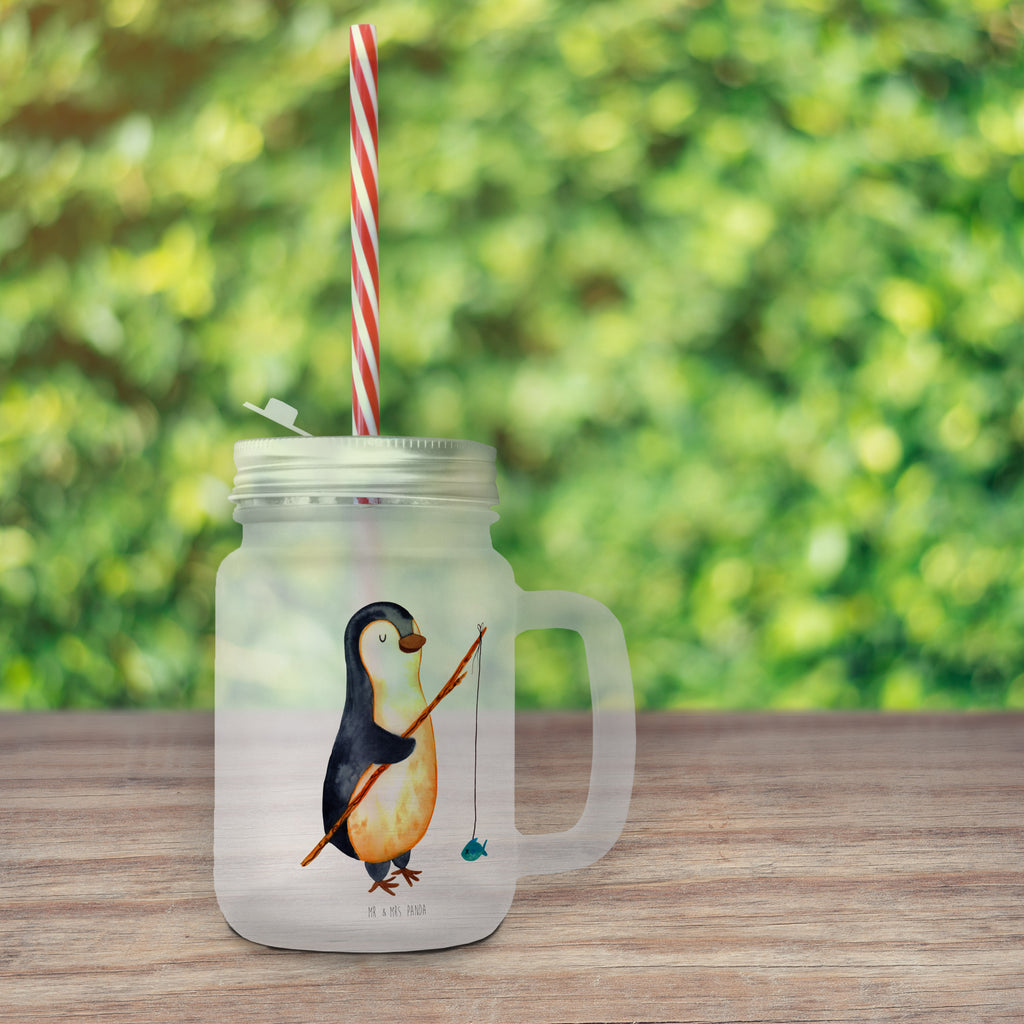 Trinkglas Mason Jar Pinguin Angler Mason Jar, Glas, Trinkglas, Henkelglas, Sommerglas, Einmachglas, Cocktailglas, Cocktail-Glas, Mason Jar Trinkglas, Satiniertes Glas, Retro-Glas, Strohhalm Glas, Schraubdeckel Glas, Sommerparty Einrichtung, Pinguin, Pinguine, Angeln, Angler, Tagträume, Hobby, Plan, Planer, Tagesplan, Neustart, Motivation, Geschenk, Freundinnen, Geschenkidee, Urlaub, Wochenende