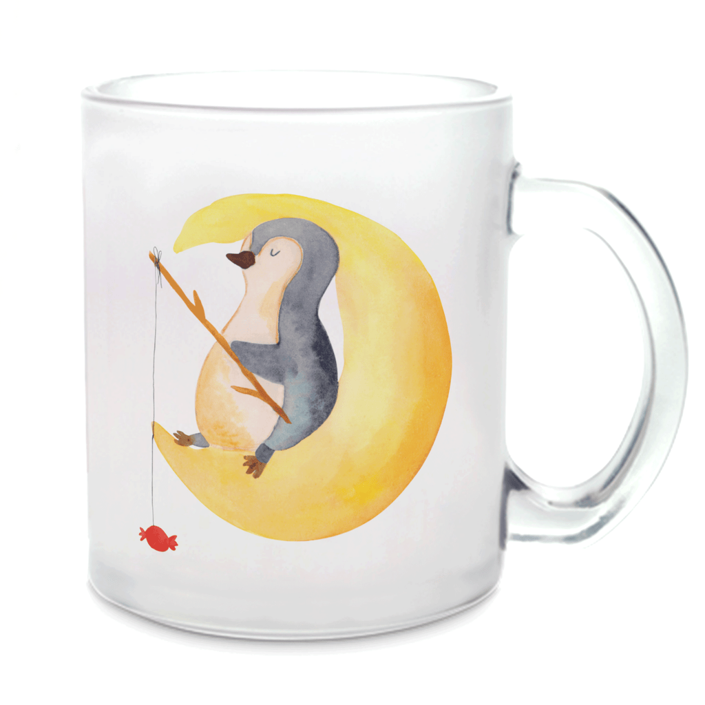 Teetasse Pinguin Mond Teetasse, Teeglas, Teebecher, Tasse mit Henkel, Tasse, Glas Teetasse, Teetasse aus Glas, Pinguin, Pinguine, Spruch, schlafen, Nachtruhe, Einschlafen, Schlafzimmer, Schlafstörungen, Gästezimmer