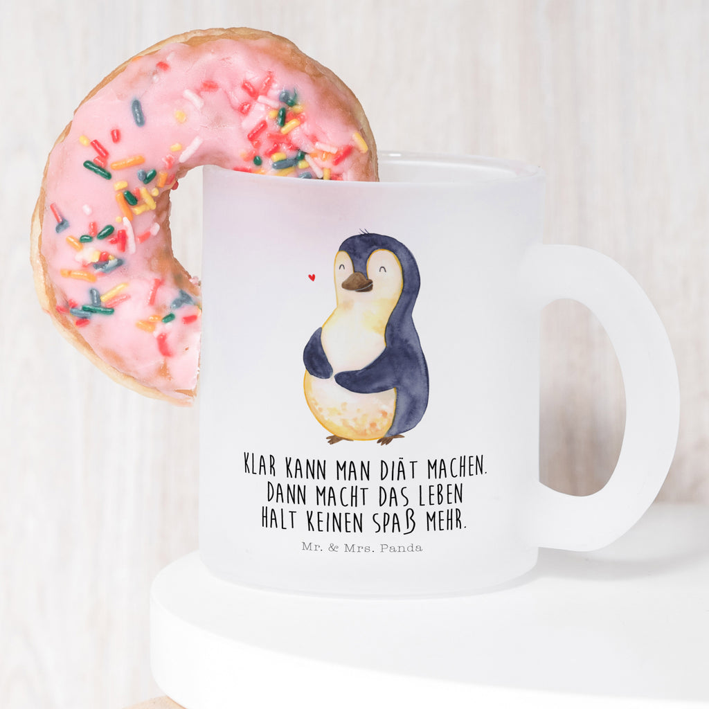 Teetasse Pinguin Diät Teetasse, Teeglas, Teebecher, Tasse mit Henkel, Tasse, Glas Teetasse, Teetasse aus Glas, Pinguin, Pinguine, Diät, Abnehmen, Abspecken, Gewicht, Motivation, Selbstliebe, Körperliebe, Selbstrespekt