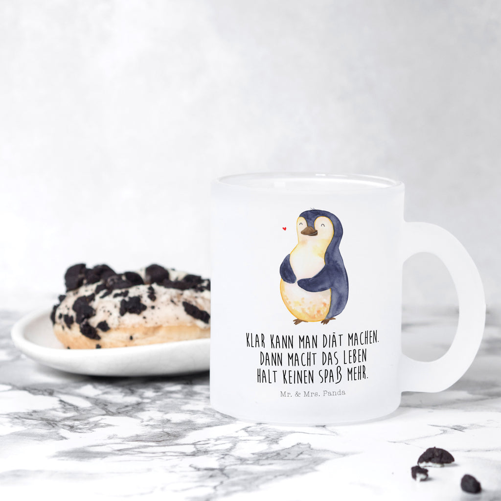 Teetasse Pinguin Diät Teetasse, Teeglas, Teebecher, Tasse mit Henkel, Tasse, Glas Teetasse, Teetasse aus Glas, Pinguin, Pinguine, Diät, Abnehmen, Abspecken, Gewicht, Motivation, Selbstliebe, Körperliebe, Selbstrespekt
