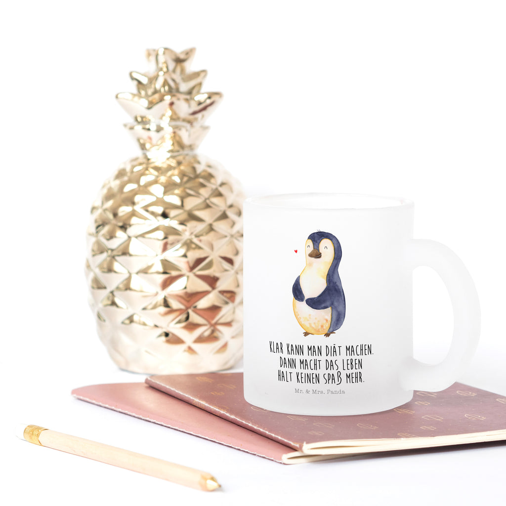 Teetasse Pinguin Diät Teetasse, Teeglas, Teebecher, Tasse mit Henkel, Tasse, Glas Teetasse, Teetasse aus Glas, Pinguin, Pinguine, Diät, Abnehmen, Abspecken, Gewicht, Motivation, Selbstliebe, Körperliebe, Selbstrespekt