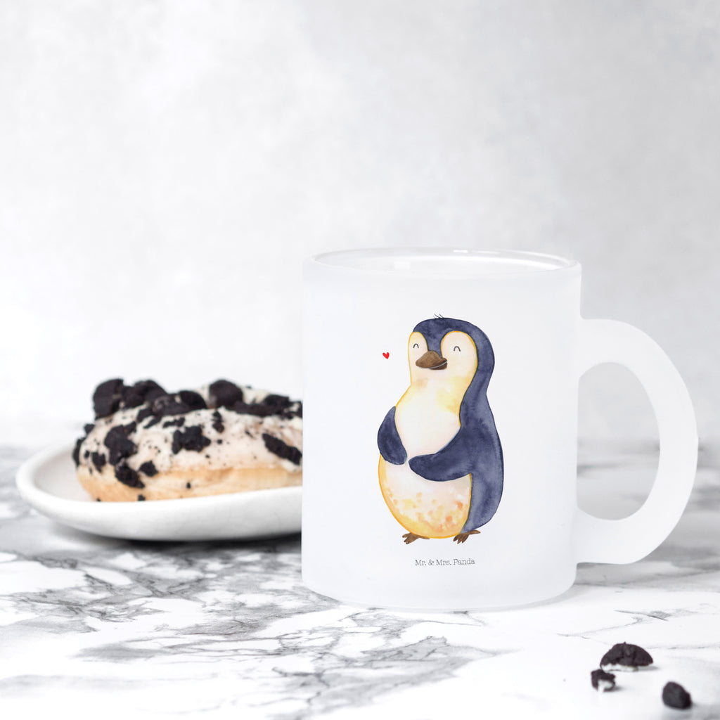 Teetasse Pinguin Diät Teetasse, Teeglas, Teebecher, Tasse mit Henkel, Tasse, Glas Teetasse, Teetasse aus Glas, Pinguin, Pinguine, Diät, Abnehmen, Abspecken, Gewicht, Motivation, Selbstliebe, Körperliebe, Selbstrespekt