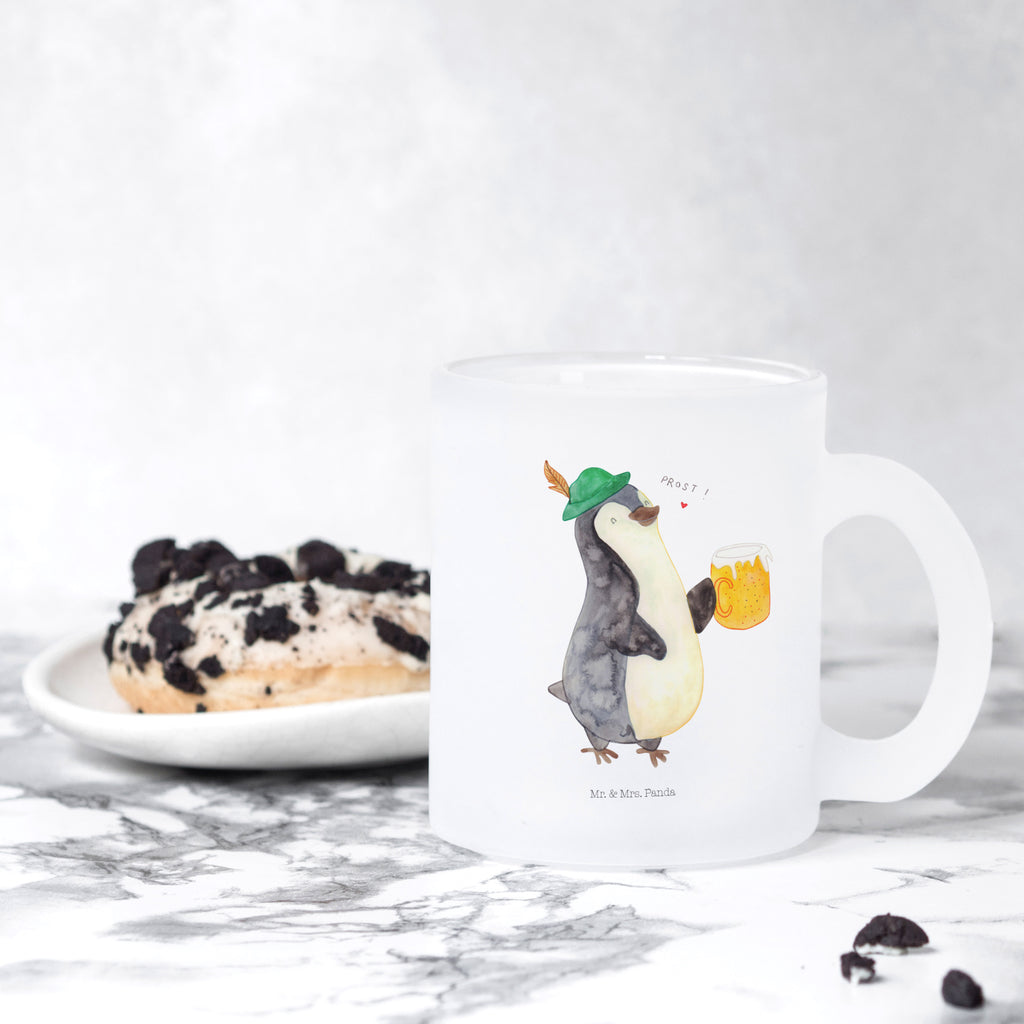 Teetasse Pinguin Bier Teetasse, Teeglas, Teebecher, Tasse mit Henkel, Tasse, Glas Teetasse, Teetasse aus Glas, Pinguin, Pinguine, Bier, Oktoberfest