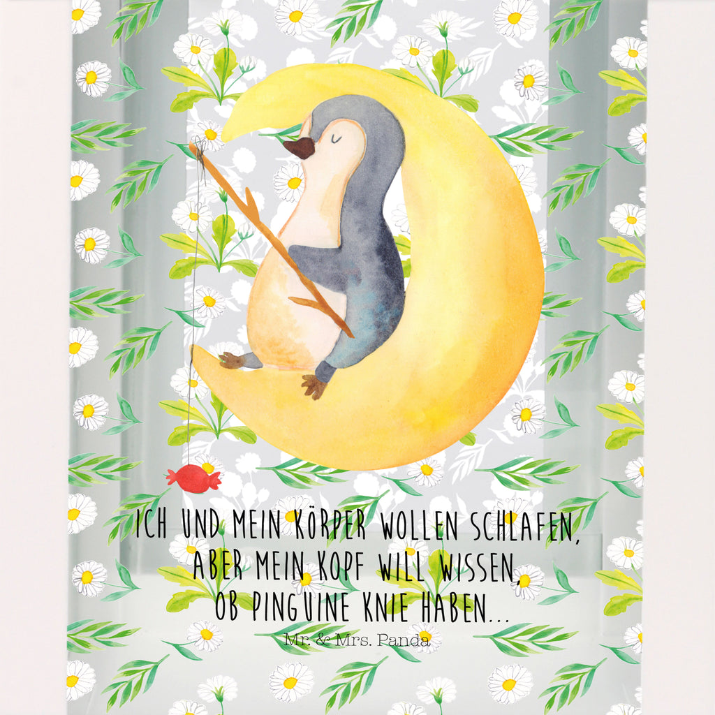 Deko Laterne Pinguin Mond Pinguin, Pinguine, Spruch, schlafen, Nachtruhe, Einschlafen, Schlafzimmer, Schlafstörungen, Gästezimmer,	 Gartenlampe, Gartenleuchte, Gartendekoration, Gartenlicht, Laterne  kleine Laternen, XXL Laternen, Laterne groß,   Pinguin