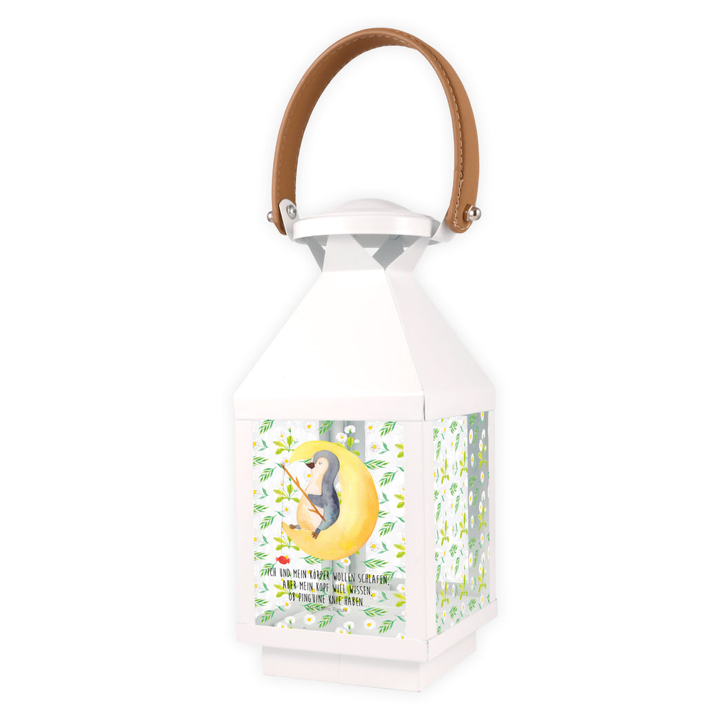 Deko Laterne Pinguin Mond Pinguin, Pinguine, Spruch, schlafen, Nachtruhe, Einschlafen, Schlafzimmer, Schlafstörungen, Gästezimmer,	 Gartenlampe, Gartenleuchte, Gartendekoration, Gartenlicht, Laterne  kleine Laternen, XXL Laternen, Laterne groß,   Pinguin