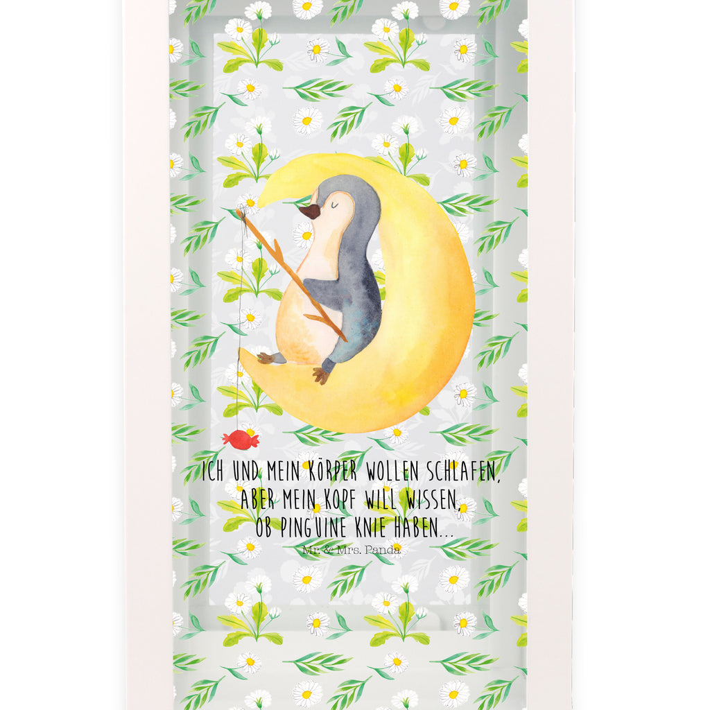 Deko Laterne Pinguin Mond Pinguin, Pinguine, Spruch, schlafen, Nachtruhe, Einschlafen, Schlafzimmer, Schlafstörungen, Gästezimmer,	 Gartenlampe, Gartenleuchte, Gartendekoration, Gartenlicht, Laterne  kleine Laternen, XXL Laternen, Laterne groß,   Pinguin