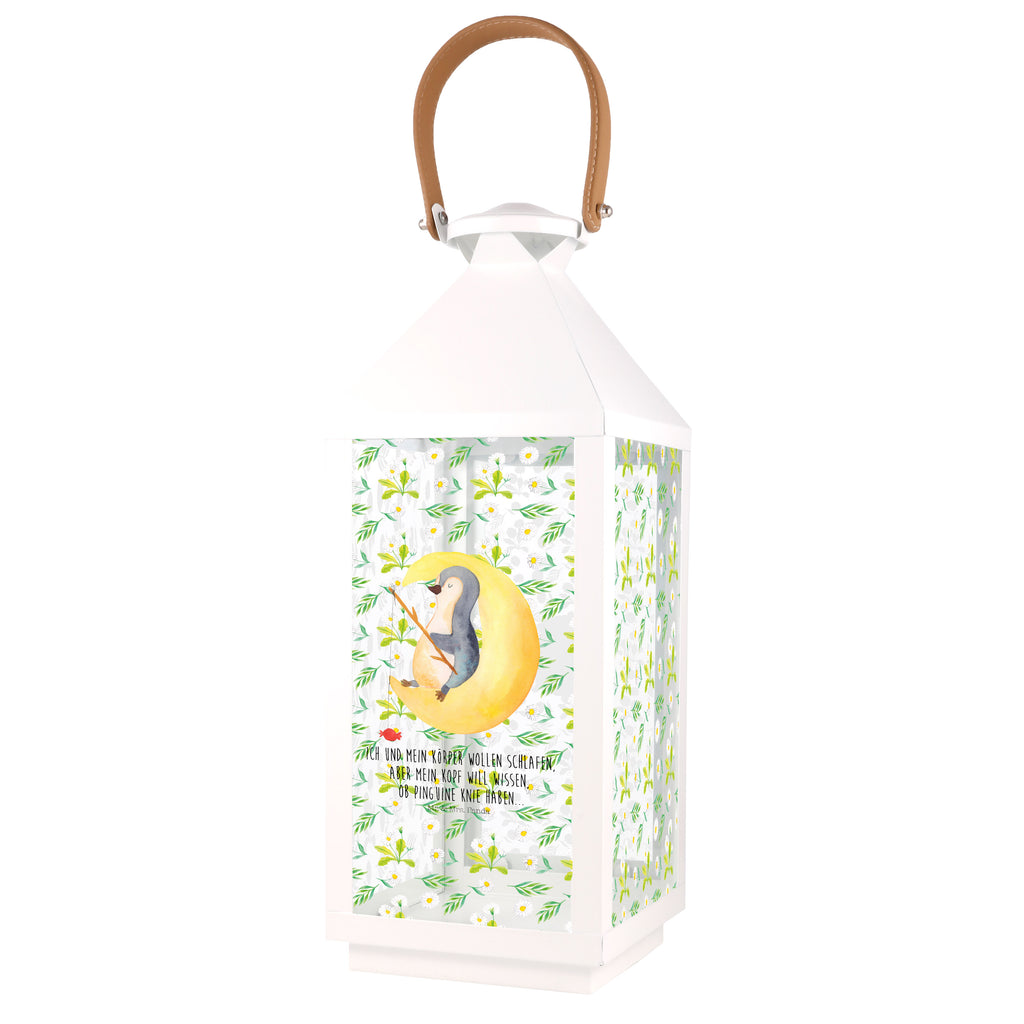 Deko Laterne Pinguin Mond Pinguin, Pinguine, Spruch, schlafen, Nachtruhe, Einschlafen, Schlafzimmer, Schlafstörungen, Gästezimmer,	 Gartenlampe, Gartenleuchte, Gartendekoration, Gartenlicht, Laterne  kleine Laternen, XXL Laternen, Laterne groß,   Pinguin