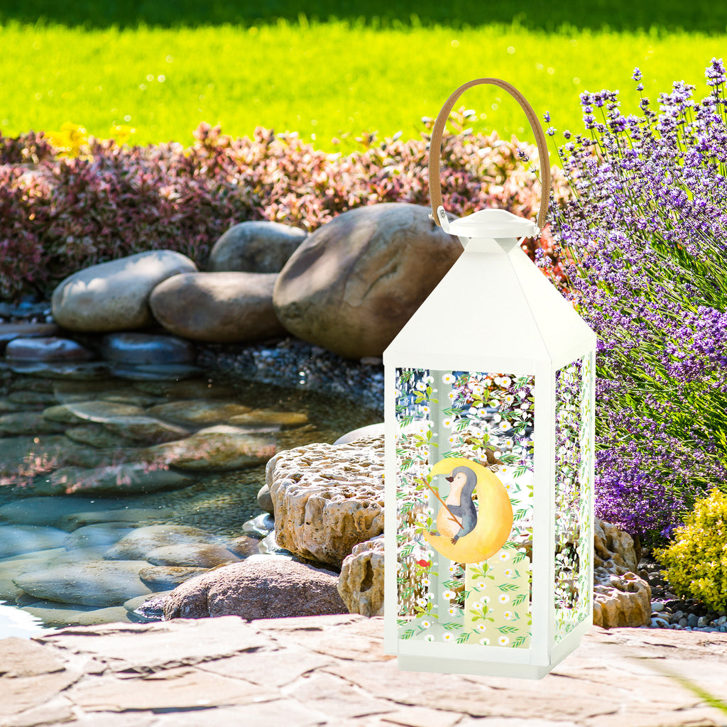 Deko Laterne Pinguin Mond Pinguin, Pinguine, Spruch, schlafen, Nachtruhe, Einschlafen, Schlafzimmer, Schlafstörungen, Gästezimmer,	 Gartenlampe, Gartenleuchte, Gartendekoration, Gartenlicht, Laterne  kleine Laternen, XXL Laternen, Laterne groß,   Pinguin