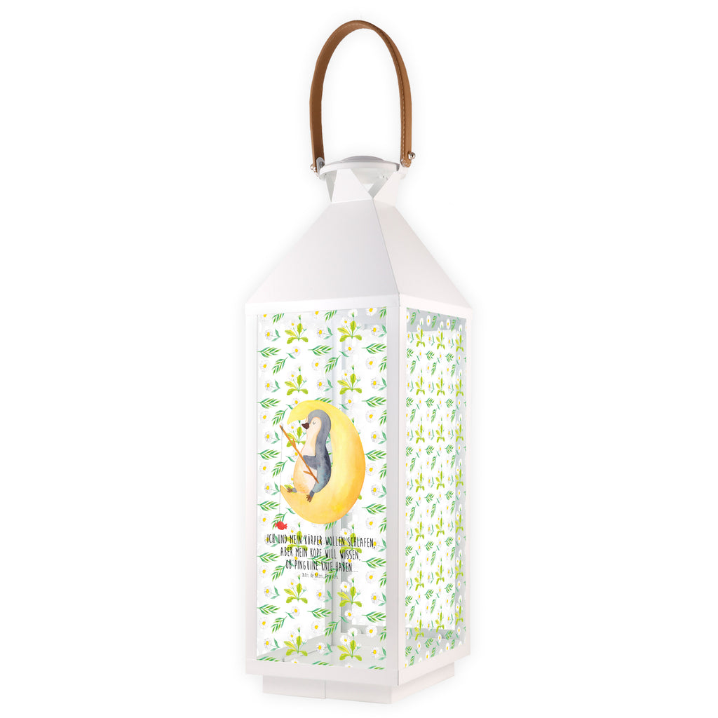 Deko Laterne Pinguin Mond Pinguin, Pinguine, Spruch, schlafen, Nachtruhe, Einschlafen, Schlafzimmer, Schlafstörungen, Gästezimmer,	 Gartenlampe, Gartenleuchte, Gartendekoration, Gartenlicht, Laterne  kleine Laternen, XXL Laternen, Laterne groß,   Pinguin