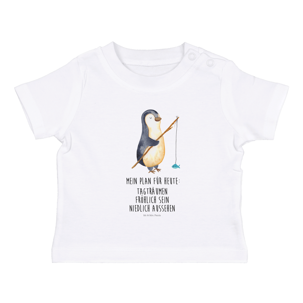 Organic Baby Shirt Pinguin Angler Baby T-Shirt, Jungen Baby T-Shirt, Mädchen Baby T-Shirt, Shirt, Pinguin, Pinguine, Angeln, Angler, Tagträume, Hobby, Plan, Planer, Tagesplan, Neustart, Motivation, Geschenk, Freundinnen, Geschenkidee, Urlaub, Wochenende