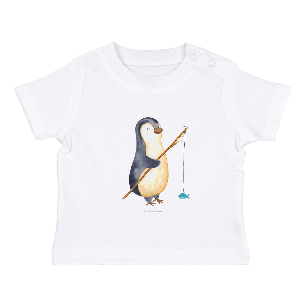 Organic Baby Shirt Pinguin Angler Baby T-Shirt, Jungen Baby T-Shirt, Mädchen Baby T-Shirt, Shirt, Pinguin, Pinguine, Angeln, Angler, Tagträume, Hobby, Plan, Planer, Tagesplan, Neustart, Motivation, Geschenk, Freundinnen, Geschenkidee, Urlaub, Wochenende