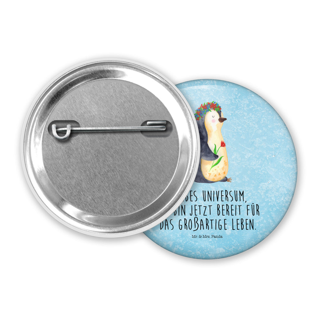 50mm Button Pinguin Blumenkranz 50mm Button, Button, Pin, Anstecknadel, Pinguin, Pinguine, Blumenkranz, Universum, Leben, Wünsche, Ziele, Lebensziele, Motivation, Lebenslust, Liebeskummer, Geschenkidee
